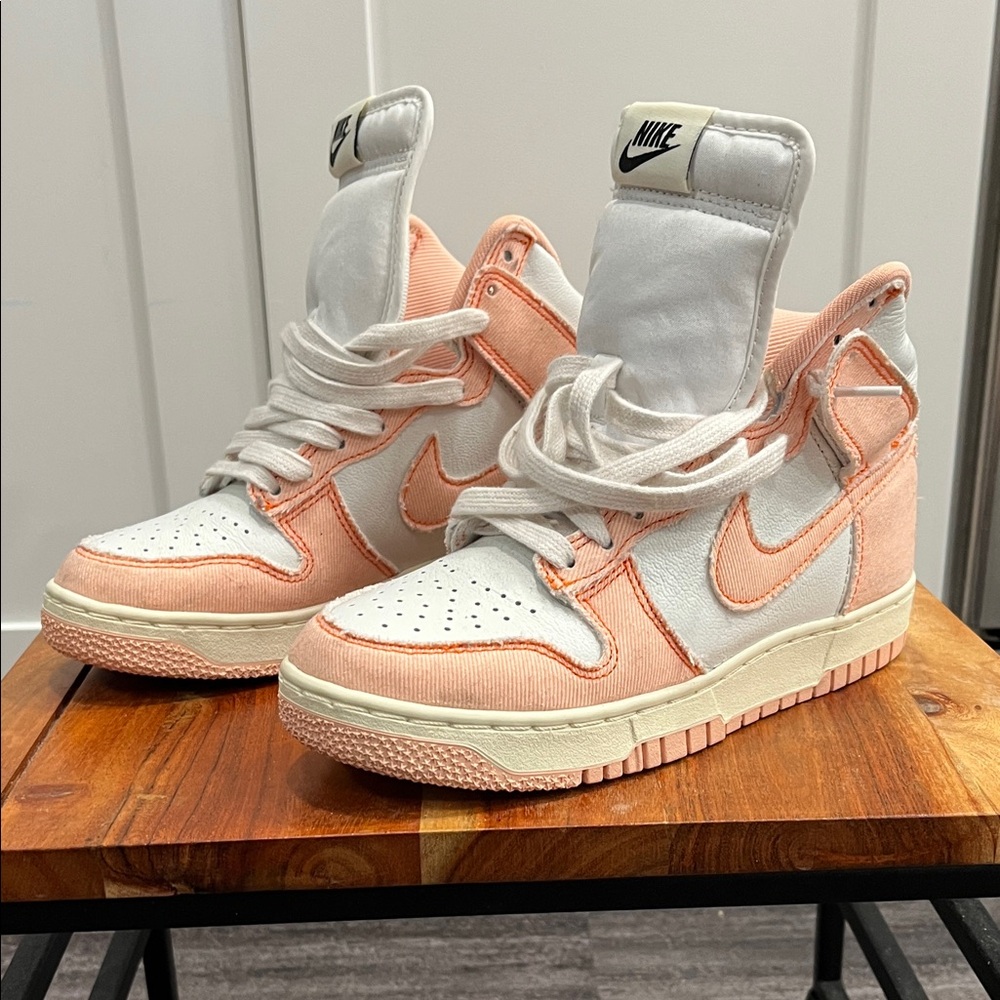 Nike Women's Coral and White High-Top Sneakers